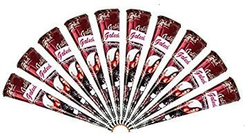 Golecha 12 Pack 100% Natural Ready to Use Henna Paste Hair Color Hair Dye Cones - Specially pack by Organica