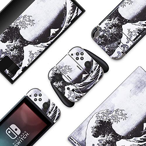 BelugaDesign Wave Switch Skin | Cooler Kawaii Sticker Wrap Vinyl-Aufkleber | Malerei Japanisch Wasser Ozean Niedlich Cutecore | Kompatibel mit Nintendo Switch (Switch Standard, Grau)