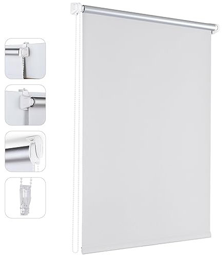 Sekey Rollo Verdunkelung ohne Bohren, Verdunkelungsrollo Dachfenster 25 cm breit, Seitenzugrollo Thermo Plissee Rollo für Fenster Klemmfix, 25x100cm, Weiß