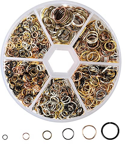 970 Stück Spaltringe für Schmuck, Kettenringe Biegeringe Offene, 4mm-10mm Biegeringe Edelstahl Split Ringe Sets, Schmuck Making Findings, Sprungringe Schmuck Set für Halsketten Armband DIY (Gemischt)