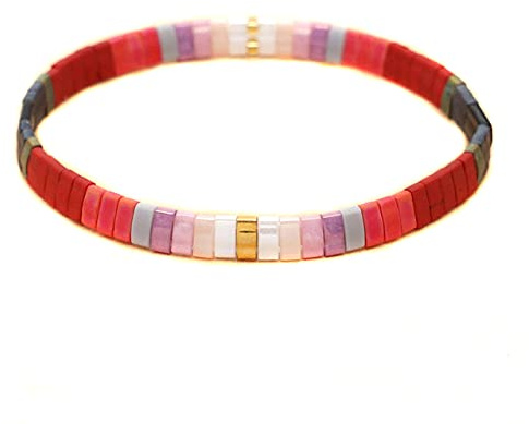 Zebrago Fliesen-Armband, mehrfarbig, Bohemian-Stil, japanische Miyuki-Perlen, elastisches Armband für Damen und Mädchen, Glas, nicht bekannt