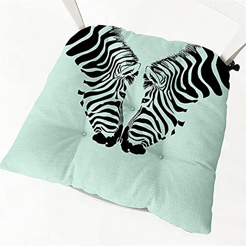 Treer Stuhlkissen mit Bändern Sitzkissen,Tatami Kissen Stuhlauflage Sitzpolster Kissen für Stuhl Weiches Sitzkissen für Indoor Zuhause Stuhl Outdoor Garten (Zebra-Begleiter,40x40cm)