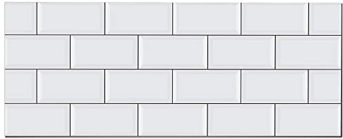 Panorama Spritzschutz Weiße Ziegelfliese 40x300 cm - Küchenrückwand Platte - Küchenwand - Küche Selbstklebend