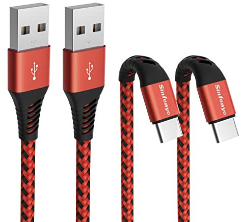 Câble Chargeur pour Xiaomi Redmi Note 10/10 Pro/10S/9/9 Pro/9S/9T/8/8 Pro/8T/7, Mi 10 10T 11T 11 Lite Pro, Mi A3/A2, Pocophone F1 Poco M2 M3, 3A Cordon USB Type C Charge Rapide 1M 2M - Rouge