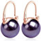 HUGE TOMATO Orecchini pendenti viola, 14mm Eleganti orecchini di perle grandi Chiusura placcata oro rosa in argento sterling 925 per la moda femminile
