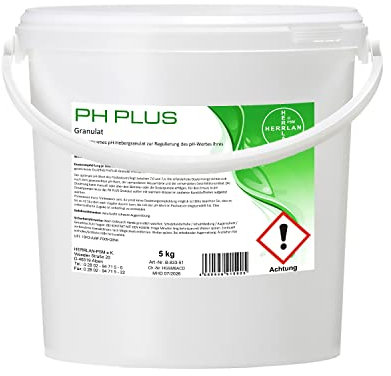HERRLAN® pH Plus 5 kg Granulat – Hochwirksames pH-Heberpulver für Pool, Whirlpool & SwimSpa | pH-Wert-Erhöhung für Chlor- & Salzanlagen | Made in Germany