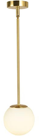 Lustre à sphère en Verre Blanc à 1 lumière du Milieu du siècle, plafonniers d'intérieur dorés réglables pour Table de Chevet, Salle à Manger, Couloir, entrée (9,8)