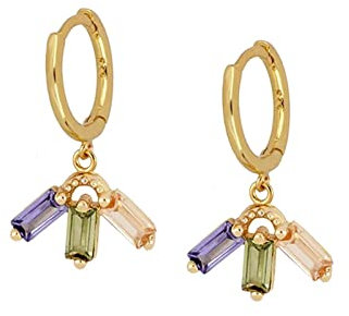 Daesar Creole Silber 925 für Frauen, Ohrringe mit Rechteck Zirkonia Damen Ohrringe Gold Orientalisch Modeschmuck