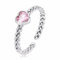 Qings Anello Cuore Regolabile Argento 925 Rosa Amore Cuore Cubic Zirconia Aperto Anello Anelli della Impilabile della Tessere Regalo di Compleanno per Donna Ragazze