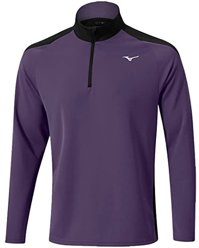 Mizuno Golf Mens Winter Breeze 1/4 Zip Lightweight Golf Sweater Pullover Purple Medium