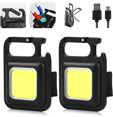 Mini Led Lampada da Lavoro: Nizirioo 2 Pezzi Impermeabili 800 Lumen Luce Meccanica Magnetica, Portatile, Con Ricarica Usb Torcia Cob per Campeggio Riparazione di Emergenza