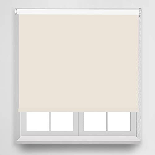 KELIXU 100% Blackout Roller Blinds, Thermal Window Blind Roller Shades 91.5cm W x 183cm H Waterproof Fabric Blinds for Bedroom, Living Room, Bathroom, Kitchen, Office, Anti-UV & Easy to Install, Beige