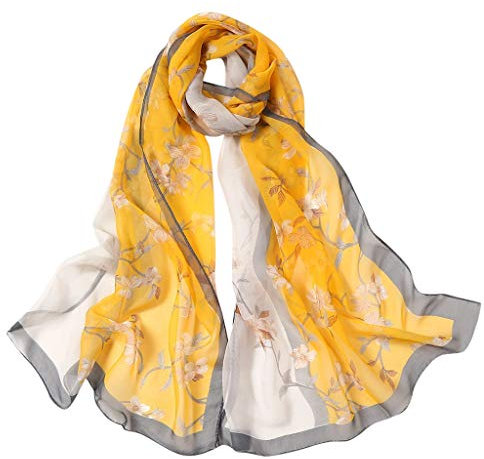 Schal Damen Elegant Frauen Voile Halstuch Weich Warm Seidentücher Lang Elegant Groß XXL Sommer Herbst Seidentuch Stola Scarf Poncho