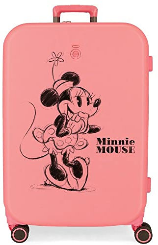 Disney Minnie Happiness Medium Pink Koffer 48x70x28 cm Starres ABS Integriertes TSA-Schloss 79L 4,32 kg 4 Doppelrollen