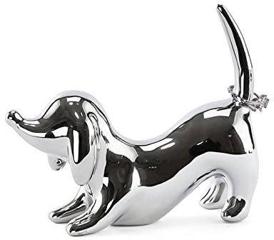 HOME SMILE Silberfarbener Ringhalter für Hunde, Keramik, Muttertagsgeschenk für Hundeliebhaber, Bürodekoration, Beileidsgeschenk