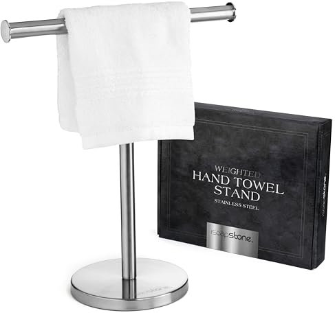 iSoapStone Luxus-Handtuchhalter mit schwerem Boden, SUS 304 Edelstahl, Handtuchhalter, T-Form, freistehender Handtuchständer für Badezimmer, Waschtisch oder Küchenarbeitsplatte, wasserdichter