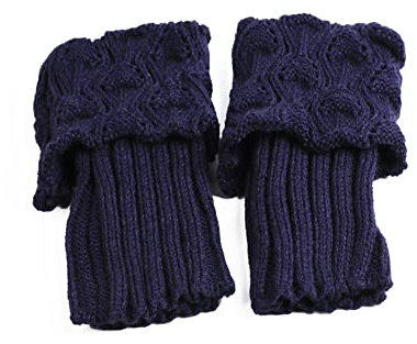 Yurosiay 1 Paar Damen Stulpen Beinwärmer Winter Beinstulpen Strick Kurz Stretch Stulpen Damen Legwarmer Gestrickte Beinwärmer Mädchen Stiefel Abdeckung für Winterwärmer Eine Grösse Dunkelblau
