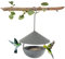 COSTWAY Mangeoire à Oiseaux Suspendue en Métal d'Extérieur 270ml, Abreuvoir et Bain à Oiseaux avec Dôme Résistant aux Intempéries Crochet et Bol d'eau, Mangeoire 2-en-1 pour Jardin Cour