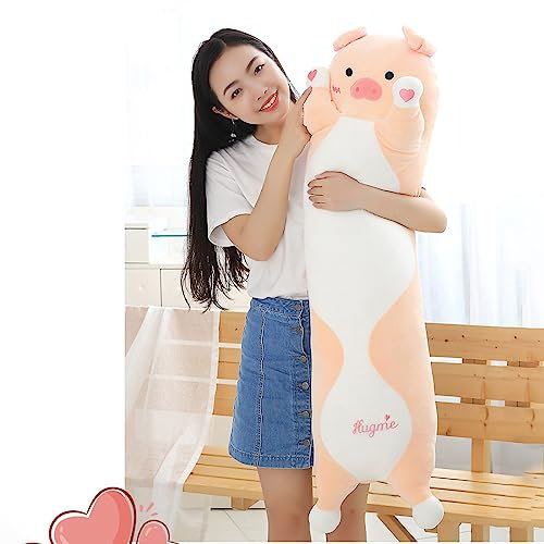SNOWOLF Pig langes Plüschkissen, niedliches Plüschtier, weiches Plüschkissen, 110 cm, Pink Pig