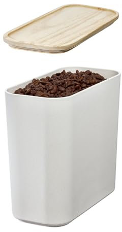 iDesign Behälter aus recyceltem Kunststoff mit Deckel, The Rosanna Pansino Collection - 16 Tassen, 11,8 cm L x 23,5 cm B x 21,6 cm H, Kokosnuss-Abfalleimer mit Deckel aus Naturholz