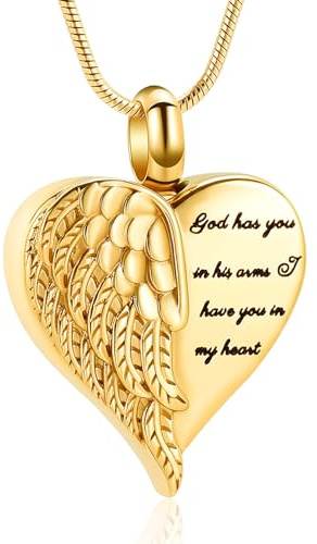 VCCWYQK Einäscherung Herz Urne Halskette für Asche für Frauen Männer Keepsake Anhänger Memorial Schmuck Locket Asche Halter