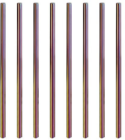 sourcing map 8Pcs Reusable Metal Straws, 8.5 Heart Shape Stainless Steel Straw for Drinking Milkshake, Cold Drink, Beverage (Rainbow)