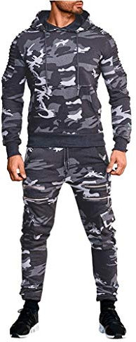 Tarnanzug Herren Langarm Hoodie Tarnsportanzug Herren Jogging Anzug Trainingsanzug Sportanzug Herren Cargo Stil Sportanzug Jogginganzug Trainingsanzug Hoodie Anzug Outdoor Camouflage Jagdbekleidung