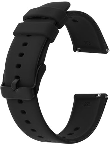 Giantree Bracelet de montre de rechange en silicone noir - 20/22 mm - Avec fermeture rapide - Étanche - Accessoire de montre - Pour homme et femme, 22 mm