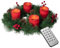Künstlicher Adventskranz Ø 45 cm mit 4 LED Kerzen aus Echtwachs in rot oder Creme | praktische Fernbedienung mit Timer und Lichtfunktionen | inkl. Kerzenhalter | nadelfrei (Rot)