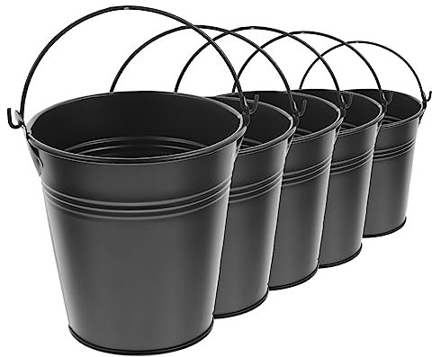 DIKACA 5pcs Iron Flower Pot with Handle for Garden Decor and Lightweight Planting Flowerpots for Small Plants Multi-functional Metal Planters