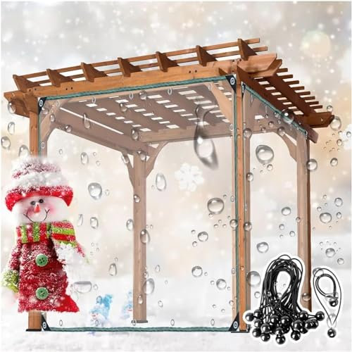 Transparente Plane, 14 mm, transparenter Flächenvorhang for den Außenbereich, for Pergola, Veranda, Pavillons, Außenbereich, transparentes Markisendach, Terrassenüberdachung (Size : 9x10'/2.6x3m)