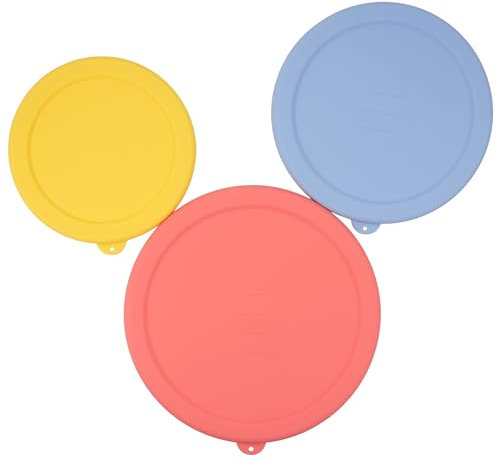 Kiicii 3 Pack Silicone Lids Only Fit for Pyrex 322-1 Quart / 323-1.5 Quart / 325-2.5 Quart Smart Essentials Rimmed Glass Mixing Bowls, Dishwasher and Microwave Safe (Lids Only)