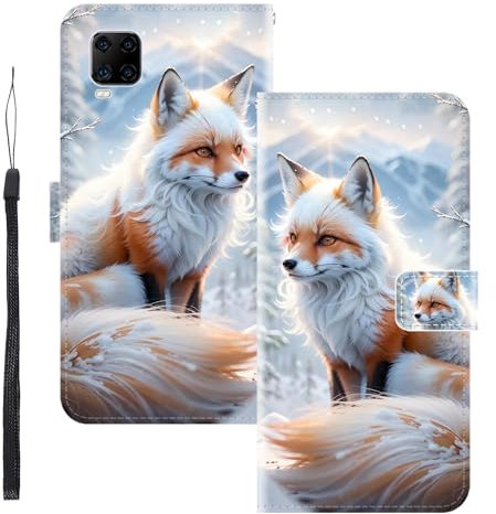 WUACYEAMING Coque pour ZTE Smartphone AXON 11 5G,Protection Housse en Cuir PU Portefeuille à Rabat Motif Cover Kickstand Bumper Antichoc [Fentes pour Cartes] Le Renard