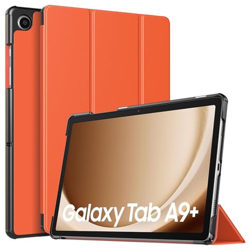 TiMOVO Funda para Samsung Galaxy Tab A9+/A9 Plus 11 2023 SM-X210/X216/X218, Funda Delgada Ligera con Base Rígida Compatible con Galaxy Tab A9+, Despertar/Dormir Automático, Naranja