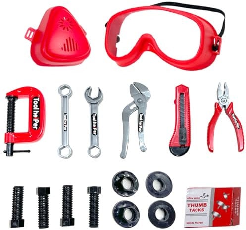 Xwin Sportseries Kids Tool Set Pretend Construction & Workshop Toy Playset for Children Educational Learning Tool Kit for Boys & Girls Durable Tool Set for Fun Play Toddlers 17pcs