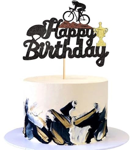 Blumomon 1Pcs Black Glitter Bicycle Cake Topper Bicycle Sport Cake Decorations for Sport Theme Babyshower Birthday Wedding Party Cake Decorations