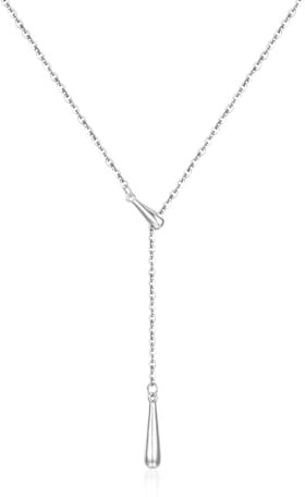 SILBERTALE 925 Sterling Silber Y Halskette Tropfen Verstellbare Y Kette Modeschmuck für Frauen Damen 40+5cm