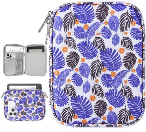 Vinabilia 6-7 Pulgadas Funda Bolsa Protectora para Nuevo 6 Kindle Kindle 11.ª Gen/7 Kindle Paperwhite 12.ª Gen/7 Kindle Colorsoft Signature Edition, Kindle Oasis/Kobo E-Reader, Hoja Tropical