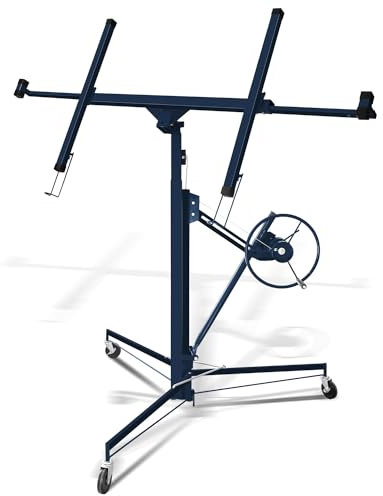 Joparri XXL Plattenheber für Rigipsplatten max 290cm Lastarmbreite und 68 kg Traglast, Höhe 140-350cm Arbeitshöhe, 3 Räder mit Feststellbremse, Blau