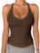 Danysu Tank Top Damen Crop Tops für Damen Spaghetti Top V-Ausschnitt Unterhemden & BH-Hemden Going Out Tank Girl Corset Sexy Party Y2K Skims Top Sexy Oberteil, Cocoa, Klein