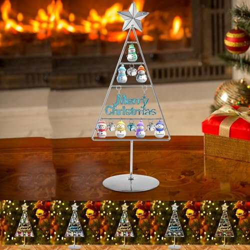 Albero di Natale a spirale in ferro personalizzato con 1-15 nomi personalizzato pupazzo di neve nome albero di Natale con luci a LED da tavolo piccolo albero di Natale artificiale decorazione regalo