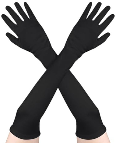 TaleMoon Handschuhe Lang, Satin Handschuhe Damen, Abendhandschuhe Elegant, Kostüm Handschuhe für Classic Opera Party Halloween Karneval Kostüm