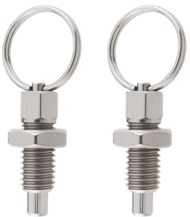 EMSea 2 punteruoli a molla con anello di trazione M10, perno a sgancio rapido, in acciaio inox, tipo non di bloccaggio, breve a mano, per impianti industriali