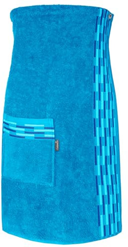 Lashuma Saunakilt Damen 75x150 cm | Lugano Saunahandtuch mit Knöpfen | Premium Saunatuch Blau - Aquamarin | Flauschig & Weich