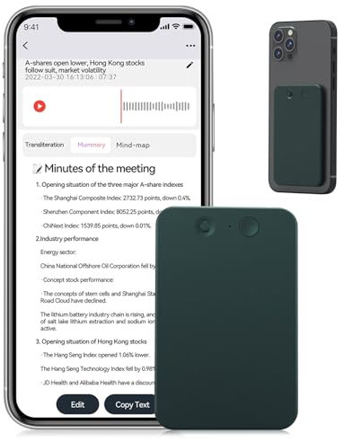 Bisofice KI Digitales Diktiergerät, 128GB Aufnahmegerät mit ChatGPT 4o vom Transkribieren und Zusammenfassen, One-Touch-Aufnahme, Voice Recorder für Vorträge, Meetings, Anruf