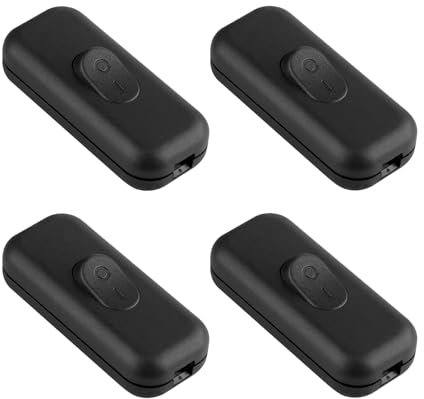 Schwarz Wippschalter, 6A, 2-polig und 3-polig, für Kleingeräte oder Lampen, 4 Stück