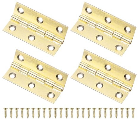 M METERXITY 4-Pack Piccole Cerniere Per Porte, 2 Pollici (51mm) Cerniere A Libro Mini In Ottone Per Porte Interne Con Viti Per Scatole Di Legno/Scatole Di Gioielli/Armadi