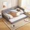 RIAZOS Polsterbett Schlafsofa 90x200 cm, Einzelbett mit Ausziehbett, L-förmiges Gästebett Daybett Tagesbett, Bettgestell mit Lattenrost, Samt, Ohne Matratze, Grau