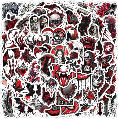 Graffiti Adesivo Gotici,Doyomtoy Adesivi Halloween Stickers Cranio Punk Scrapbooking per Bambini Valigia per Laptop Chitarra Casco Moto Valigie 100 pezzi