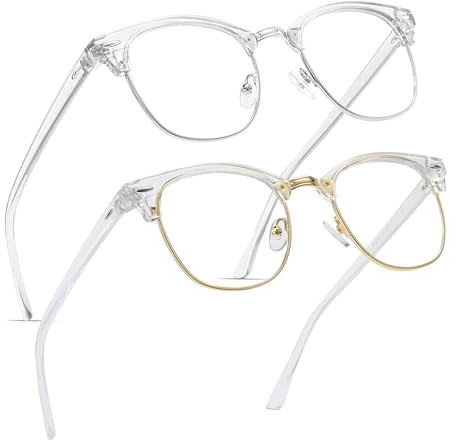 Perfectmiaoxuan 2 Pack Blue Light Blocking Glasses - Retro Round Frame | Anti Fatigue & HD Non-Prescription Lenses for Computer Gaming, Office, and Screen Use | Unisex for Women & Men